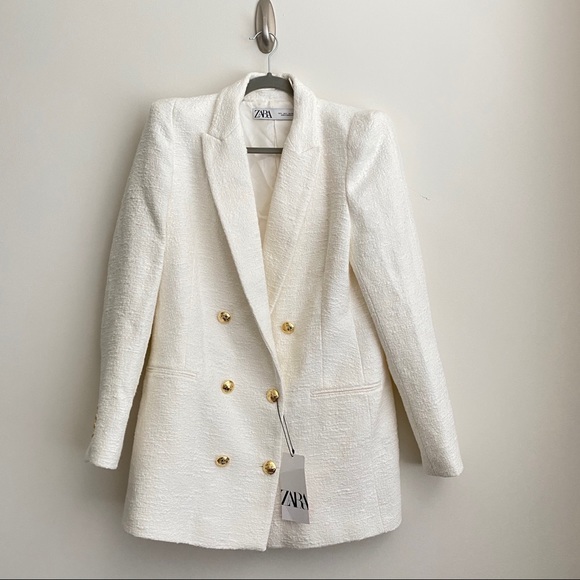 Zara white texture weave blazer - Picture 9 of 11
